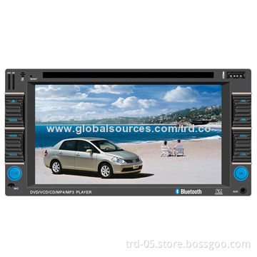 Radio automotive player, support DVD/CD, Bluetooth, rear view function, steel wheel control